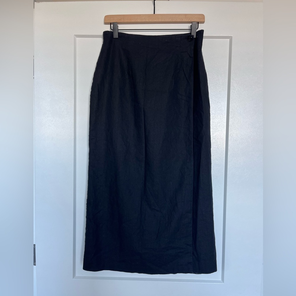 Bridgewater Classics Black Linen Blend Midi Skirt Size 10